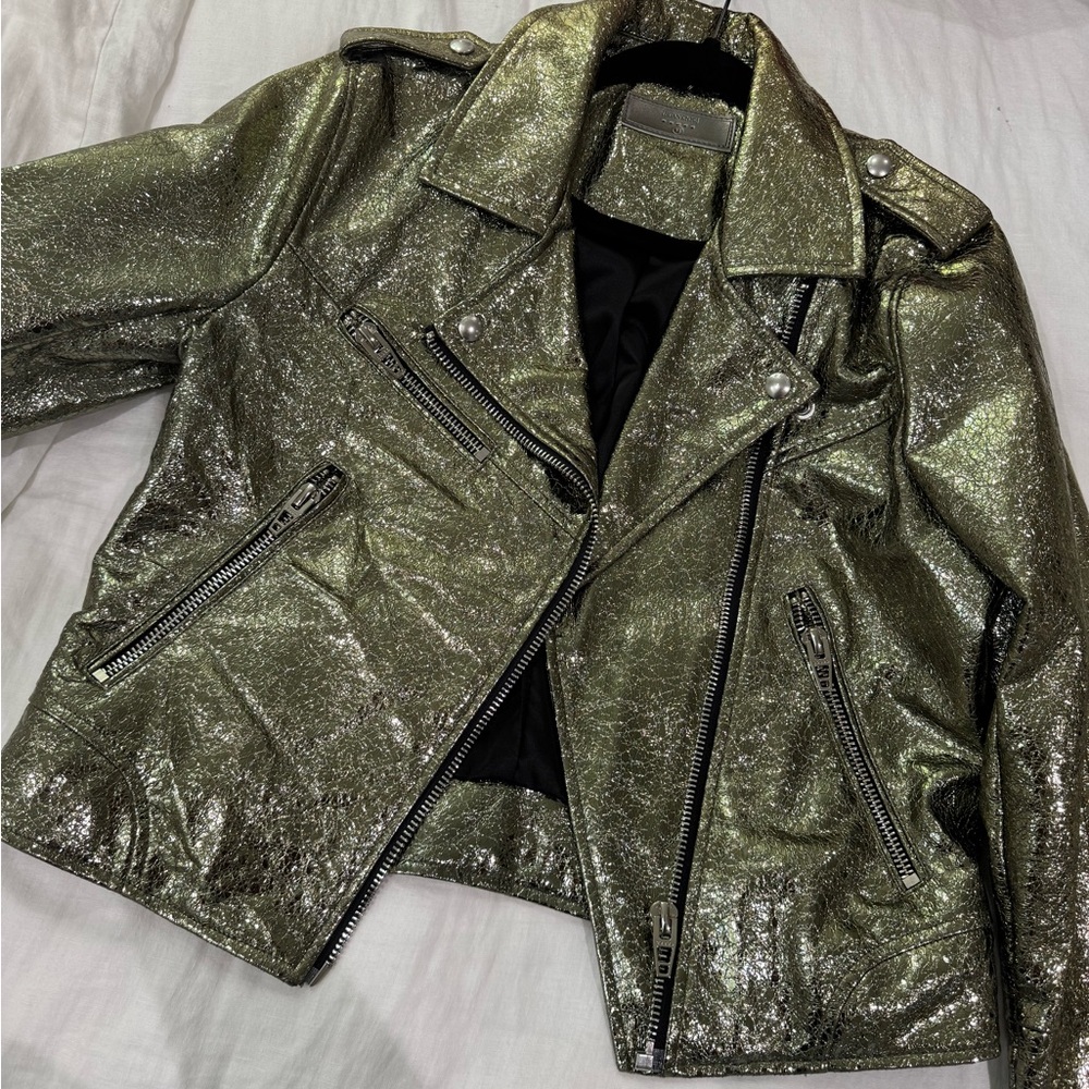 Blank NYC Shimmering Metallic Leather Jacket
